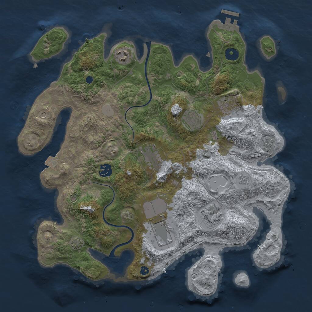 Rust Map: Procedural Map, Size: 3500, Seed: 847470, 13 Monuments