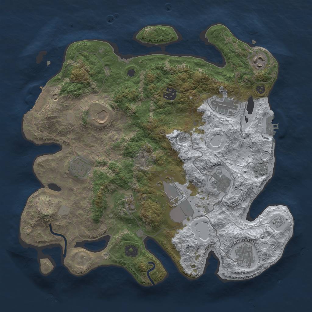 Rust Map: Procedural Map, Size: 3500, Seed: 3088592, 19 Monuments