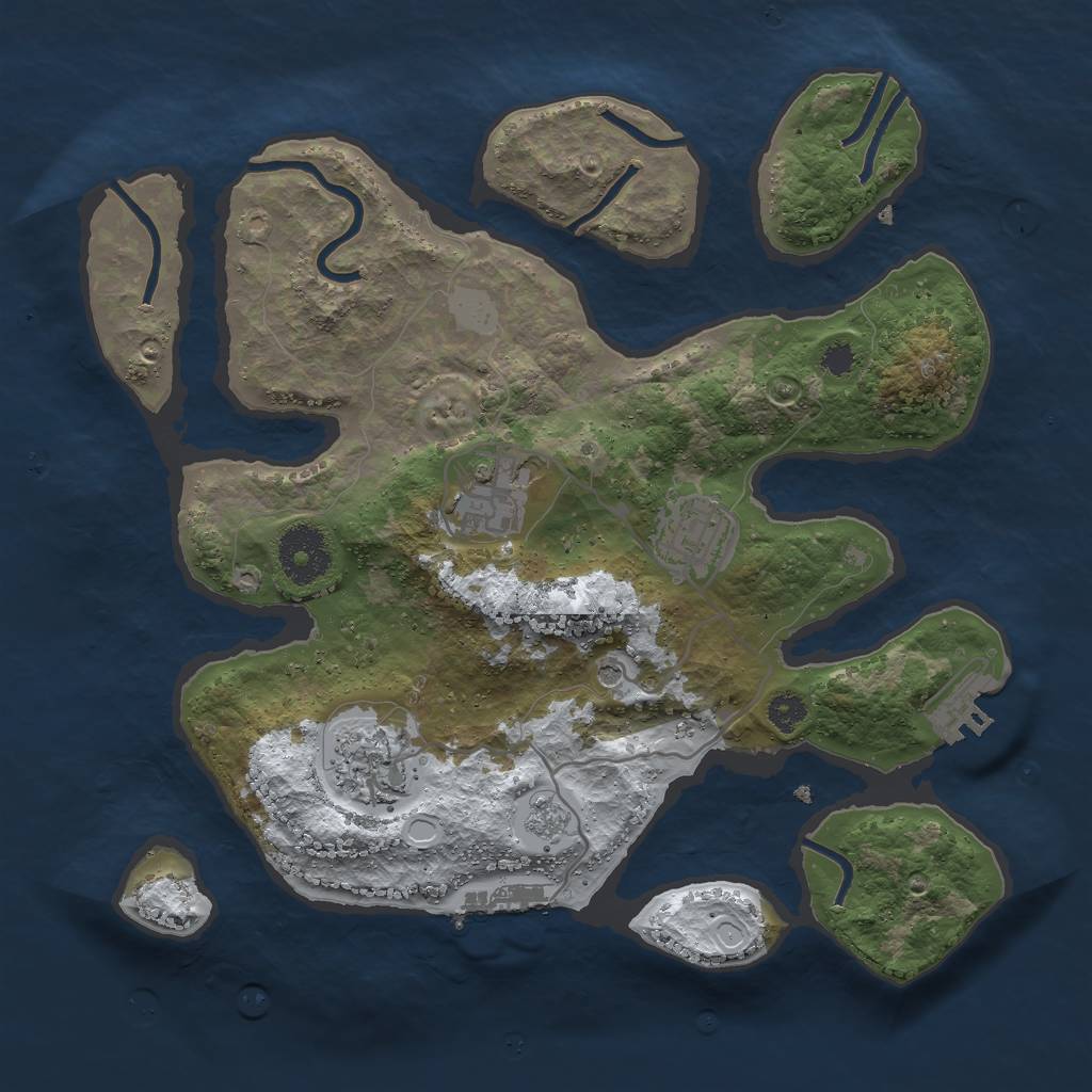 Rust Map: Procedural Map, Size: 3000, Seed: 885878, 12 Monuments