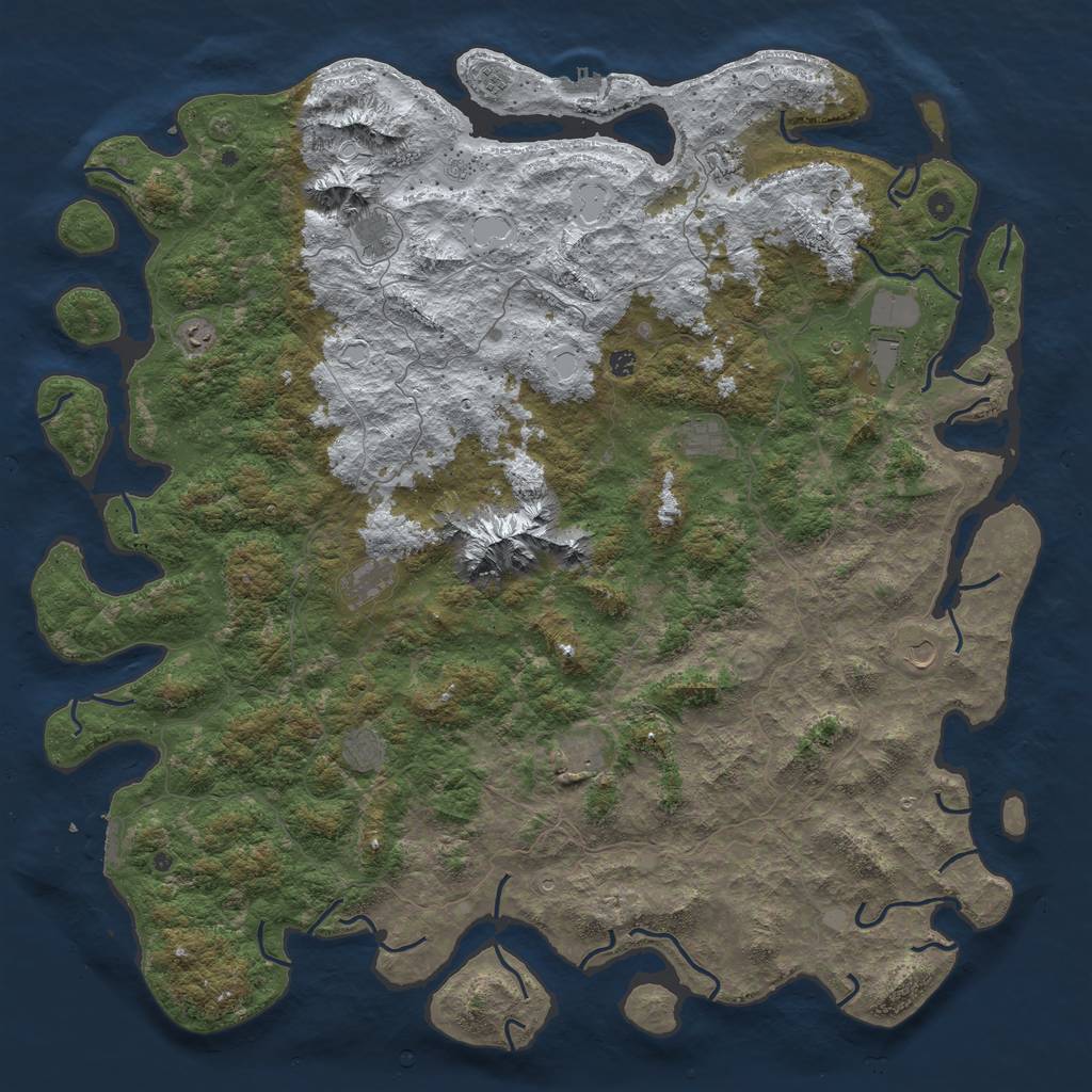 Rust Map: Procedural Map, Size: 6000, Seed: 1199828727, 20 Monuments