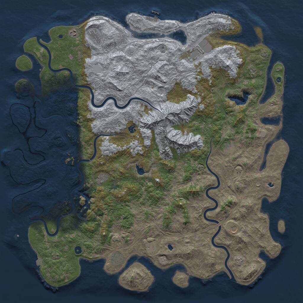 Rust Map: Procedural Map, Size: 6000, Seed: 1199828727, 17 Monuments