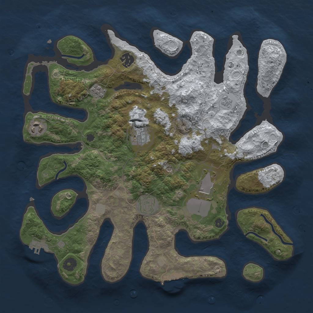 Rust Map: Procedural Map, Size: 3500, Seed: 4831964, 15 Monuments