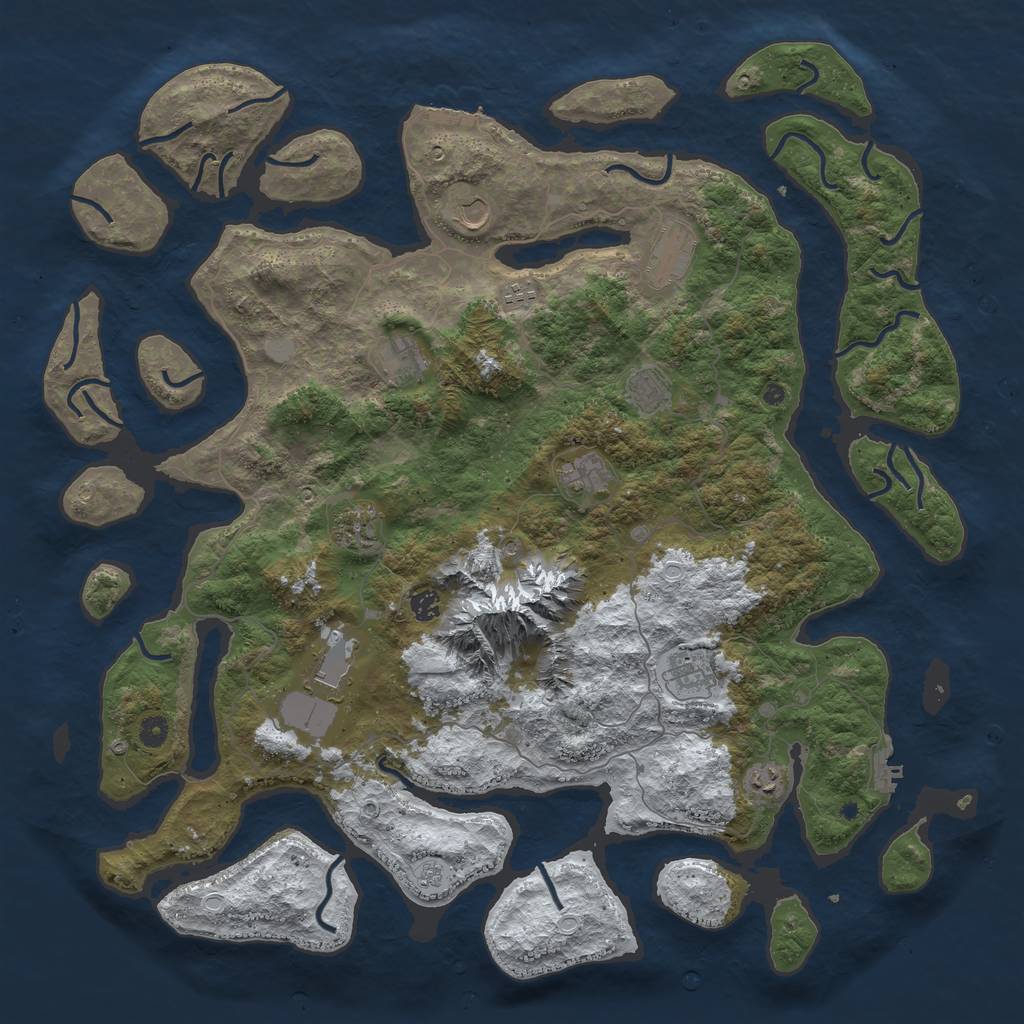 Rust Map: Procedural Map, Size: 5000, Seed: 620565991, 20 Monuments