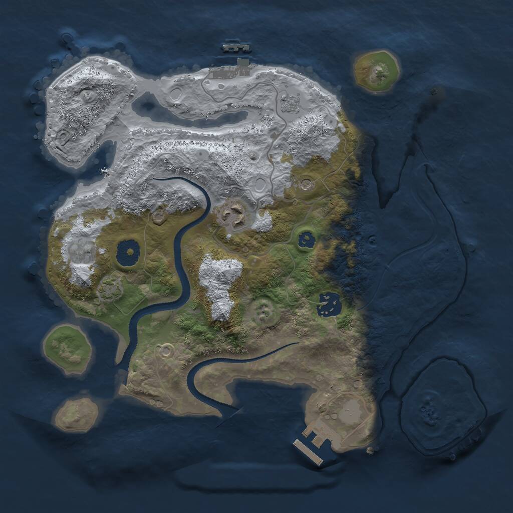 Rust Map: Procedural Map, Size: 3000, Seed: 1052973766, 8 Monuments