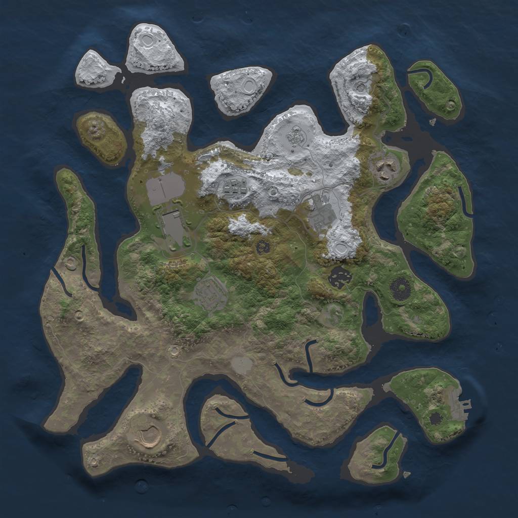 Rust Map: Procedural Map, Size: 3500, Seed: 3570321, 15 Monuments