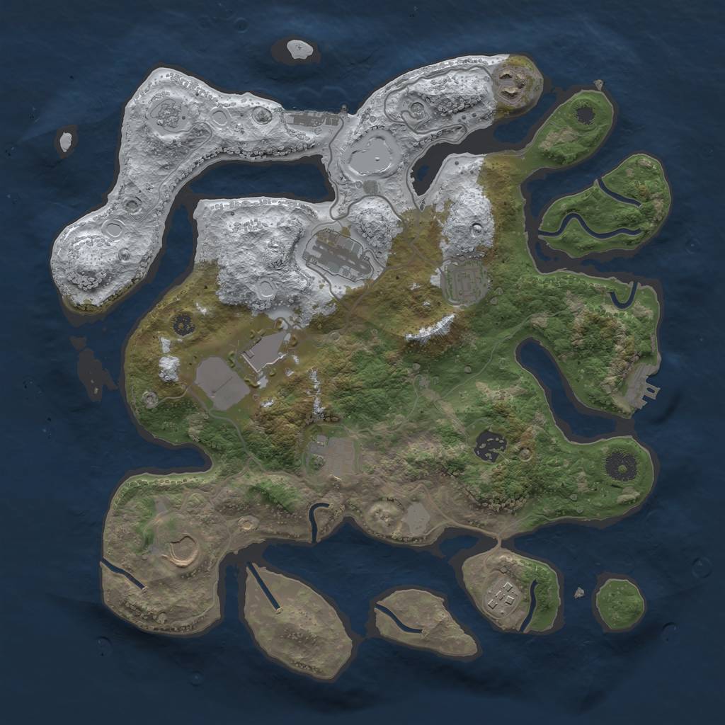 Rust Map: Procedural Map, Size: 3500, Seed: 1563059, 17 Monuments