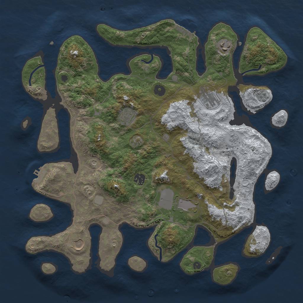 Rust Map: Procedural Map, Size: 4000, Seed: 1300998896, 16 Monuments