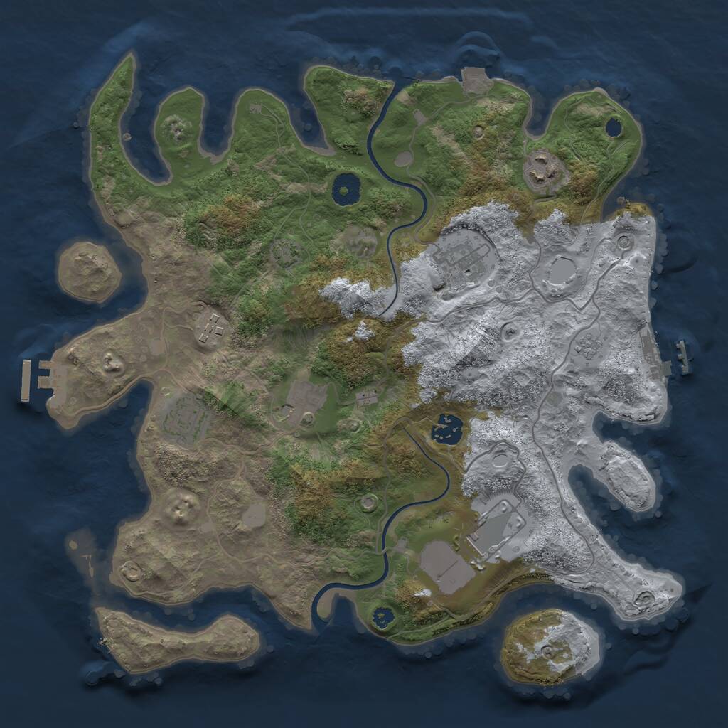 Rust Map: Procedural Map, Size: 3500, Seed: 6128204, 13 Monuments