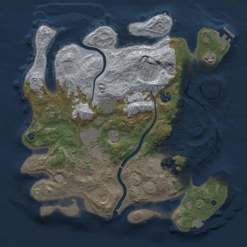 Rust Map: Procedural Map, Size: 3500, Seed: 4836280, 14 Monuments