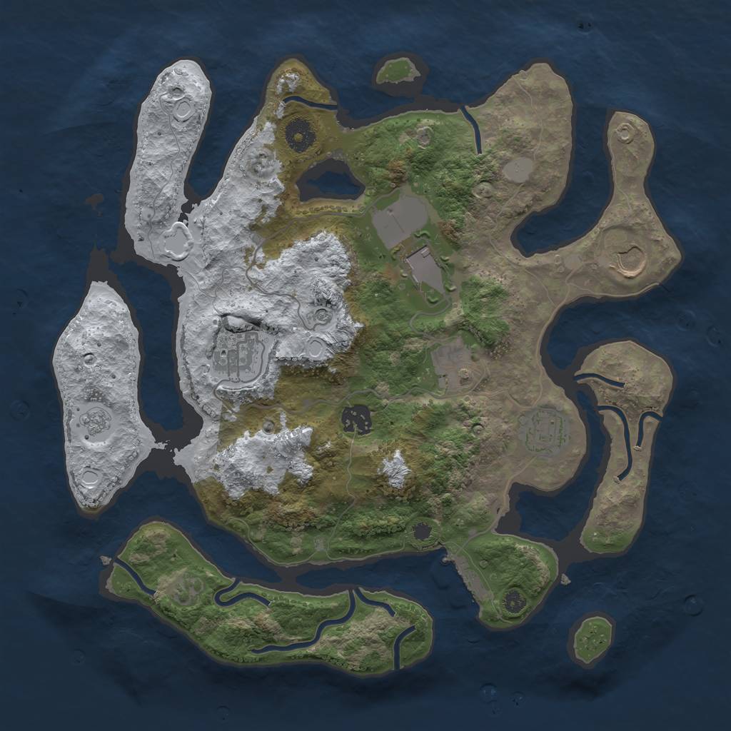 Rust Map: Procedural Map, Size: 3500, Seed: 765829, 14 Monuments