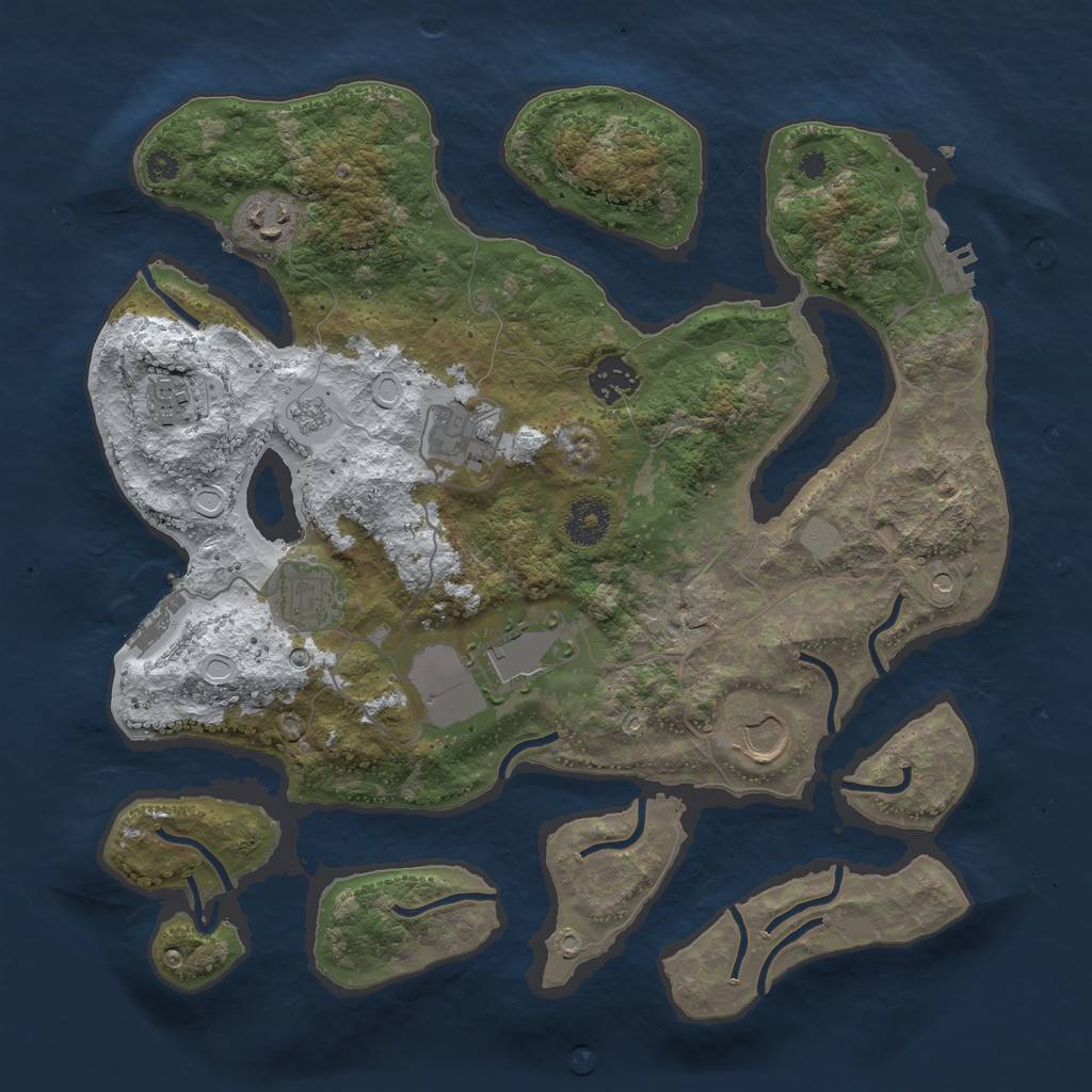 Rust Map: Procedural Map, Size: 3500, Seed: 6331645, 16 Monuments