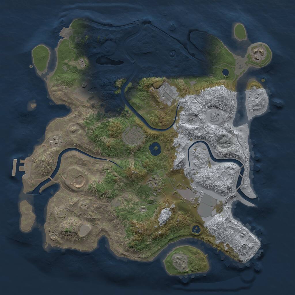 Rust Map: Procedural Map, Size: 3500, Seed: 3430161, 13 Monuments
