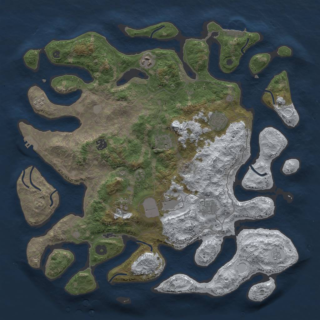 Rust Map: Procedural Map, Size: 4250, Seed: 776025700, 17 Monuments