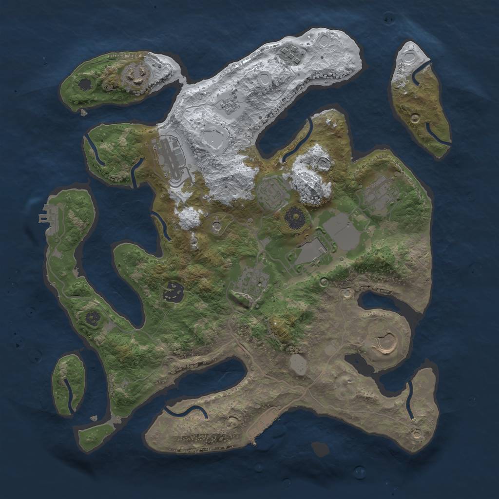 Rust Map: Procedural Map, Size: 3500, Seed: 1374320, 18 Monuments