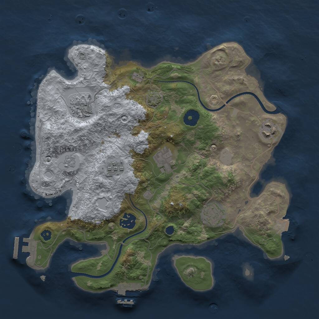 Rust Map: Procedural Map, Size: 3000, Seed: 833516, 11 Monuments