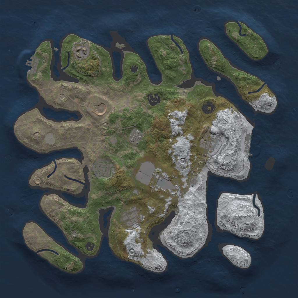Rust Map: Procedural Map, Size: 3500, Seed: 6329678, 16 Monuments