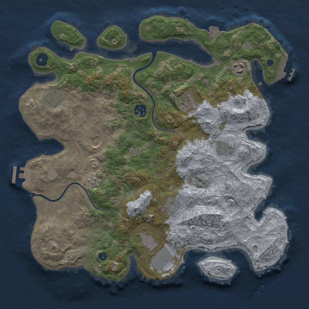 Rust Map: Procedural Map, Size: 3700, Seed: 2065435588, 15 Monuments