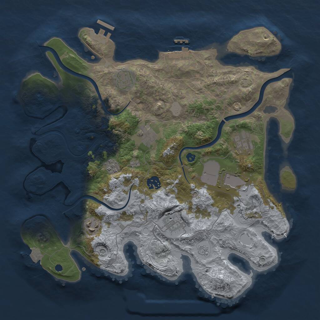 Rust Map: Procedural Map, Size: 3500, Seed: 50505, 15 Monuments