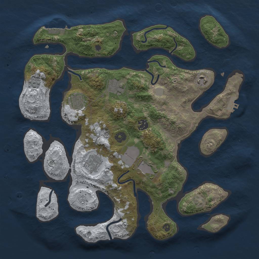 Rust Map: Procedural Map, Size: 3500, Seed: 2263503, 16 Monuments