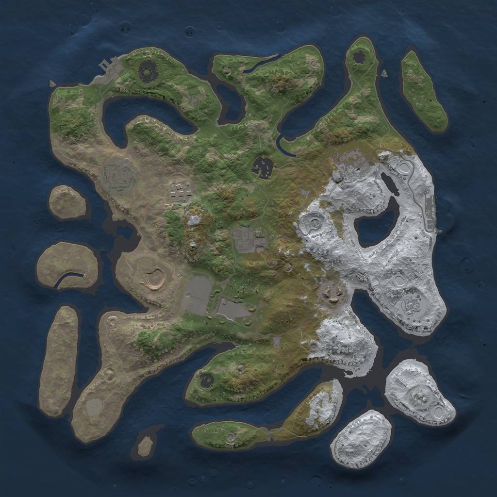 Rust Map: Procedural Map, Size: 3500, Seed: 4037721, 17 Monuments