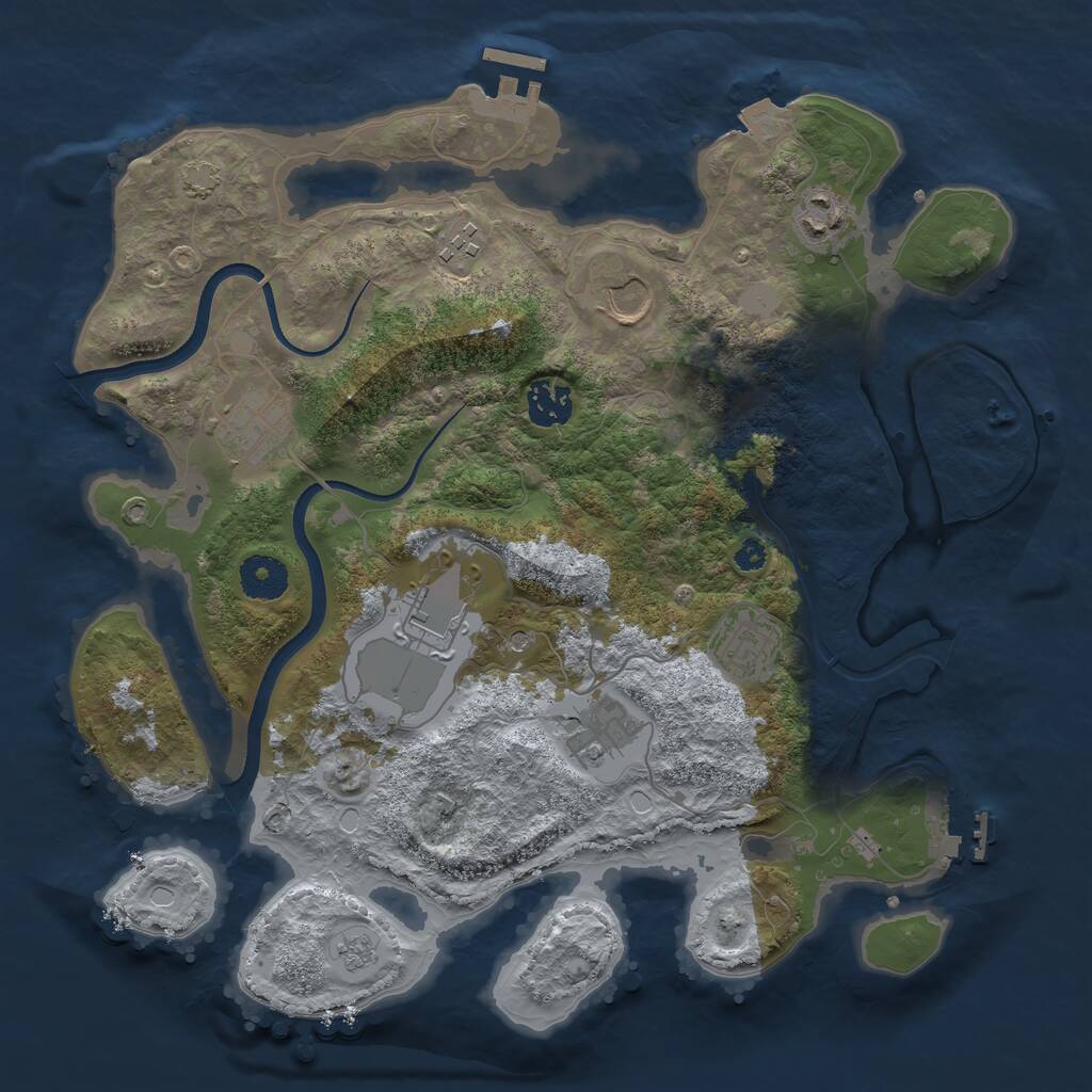Rust Map: Procedural Map, Size: 3500, Seed: 3319545, 14 Monuments