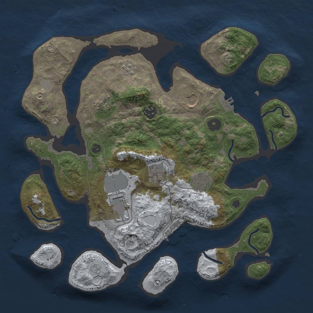 Rust Map: Procedural Map, Size: 3500, Seed: 3319545, 16 Monuments