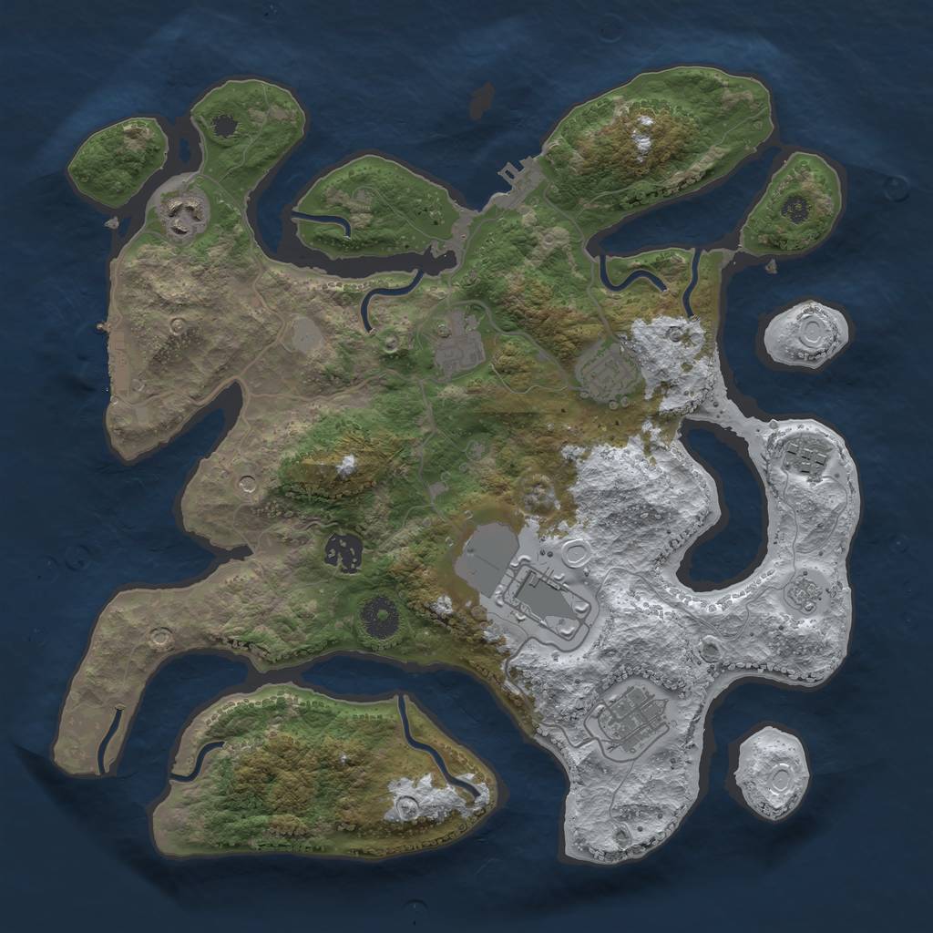 Rust Map: Procedural Map, Size: 3500, Seed: 5197618, 16 Monuments