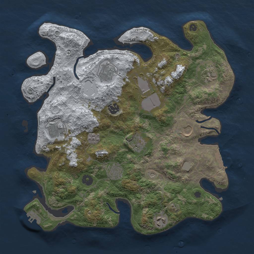 Rust Map: Procedural Map, Size: 3500, Seed: 2304781, 19 Monuments