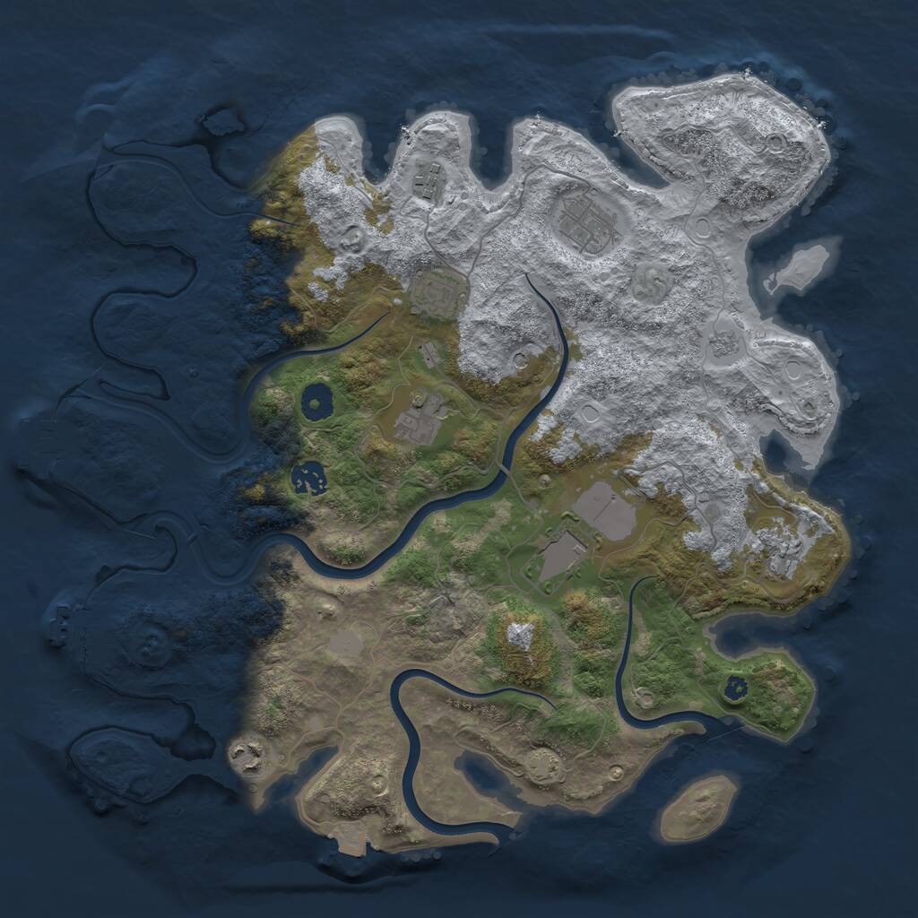 Rust Map: Procedural Map, Size: 3850, Seed: 808682069, 14 Monuments