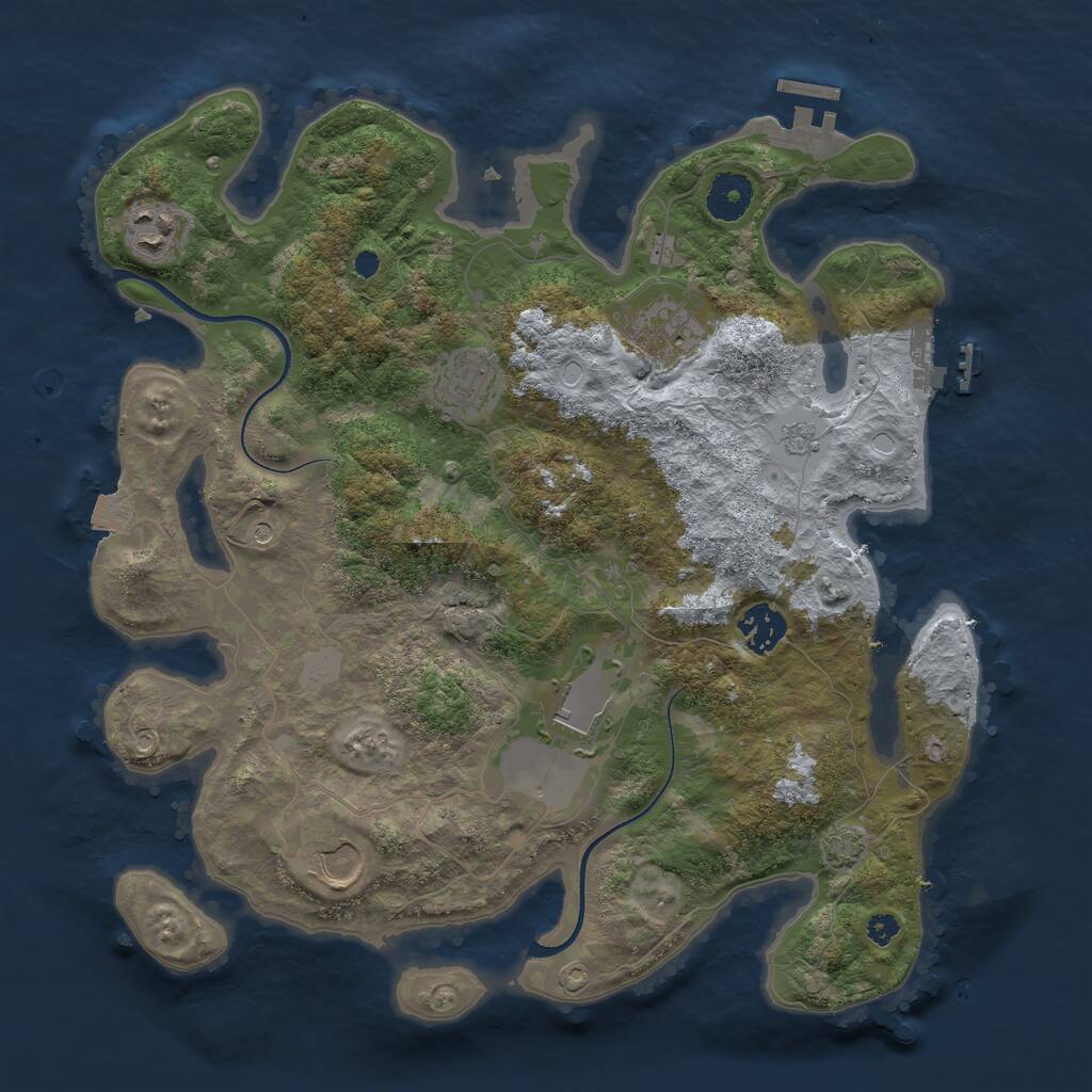 Rust Map: Procedural Map, Size: 3500, Seed: 1212216, 12 Monuments