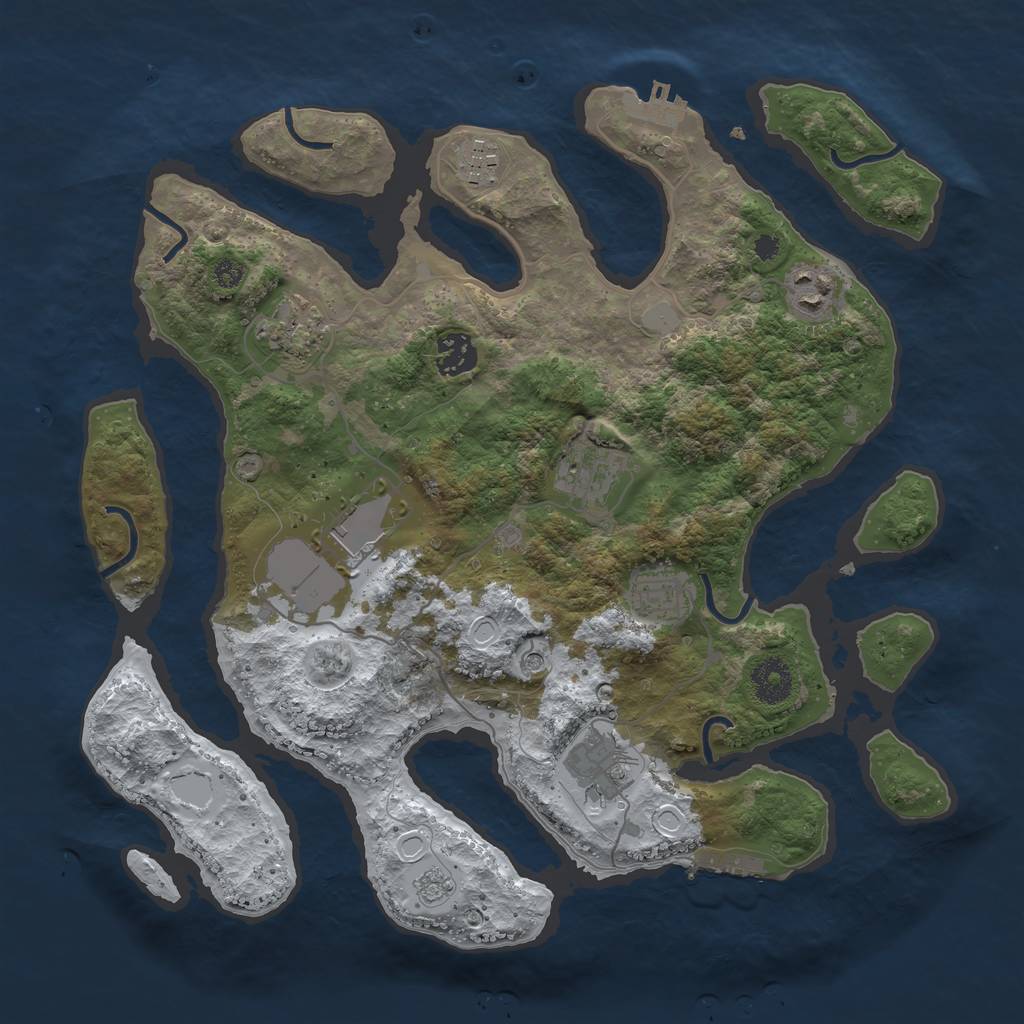 Rust Map: Procedural Map, Size: 3500, Seed: 77176, 17 Monuments