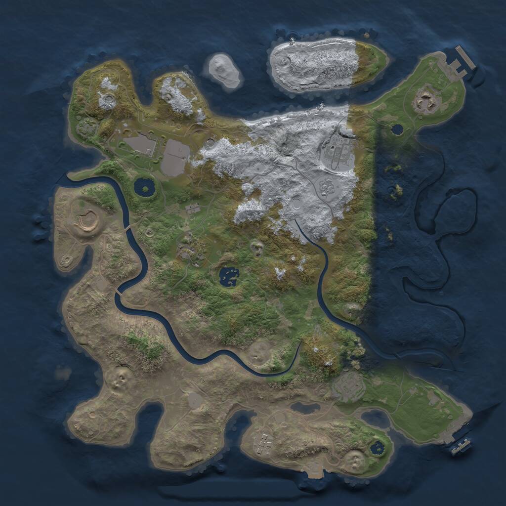 Rust Map: Procedural Map, Size: 3700, Seed: 1861242567, 14 Monuments