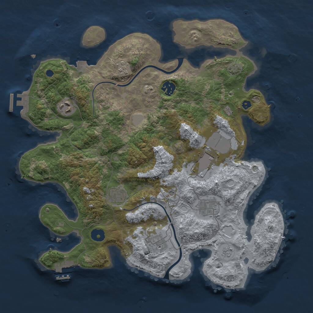 Rust Map: Procedural Map, Size: 3500, Seed: 1505273, 13 Monuments
