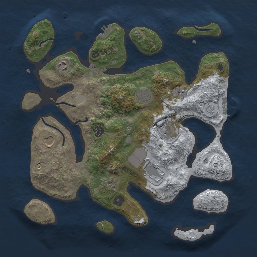 Rust Map: Procedural Map, Size: 3500, Seed: 983090, 17 Monuments