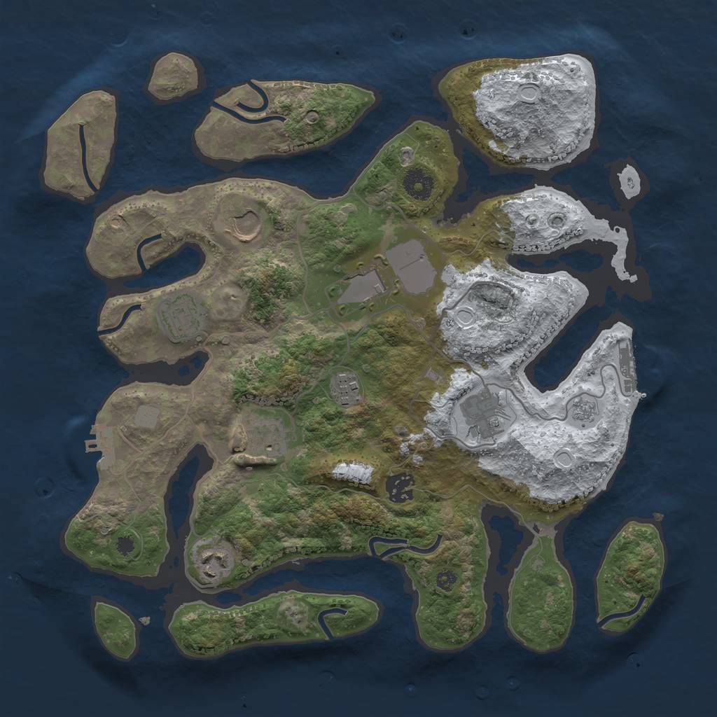 Rust Map: Procedural Map, Size: 3500, Seed: 5578638, 16 Monuments