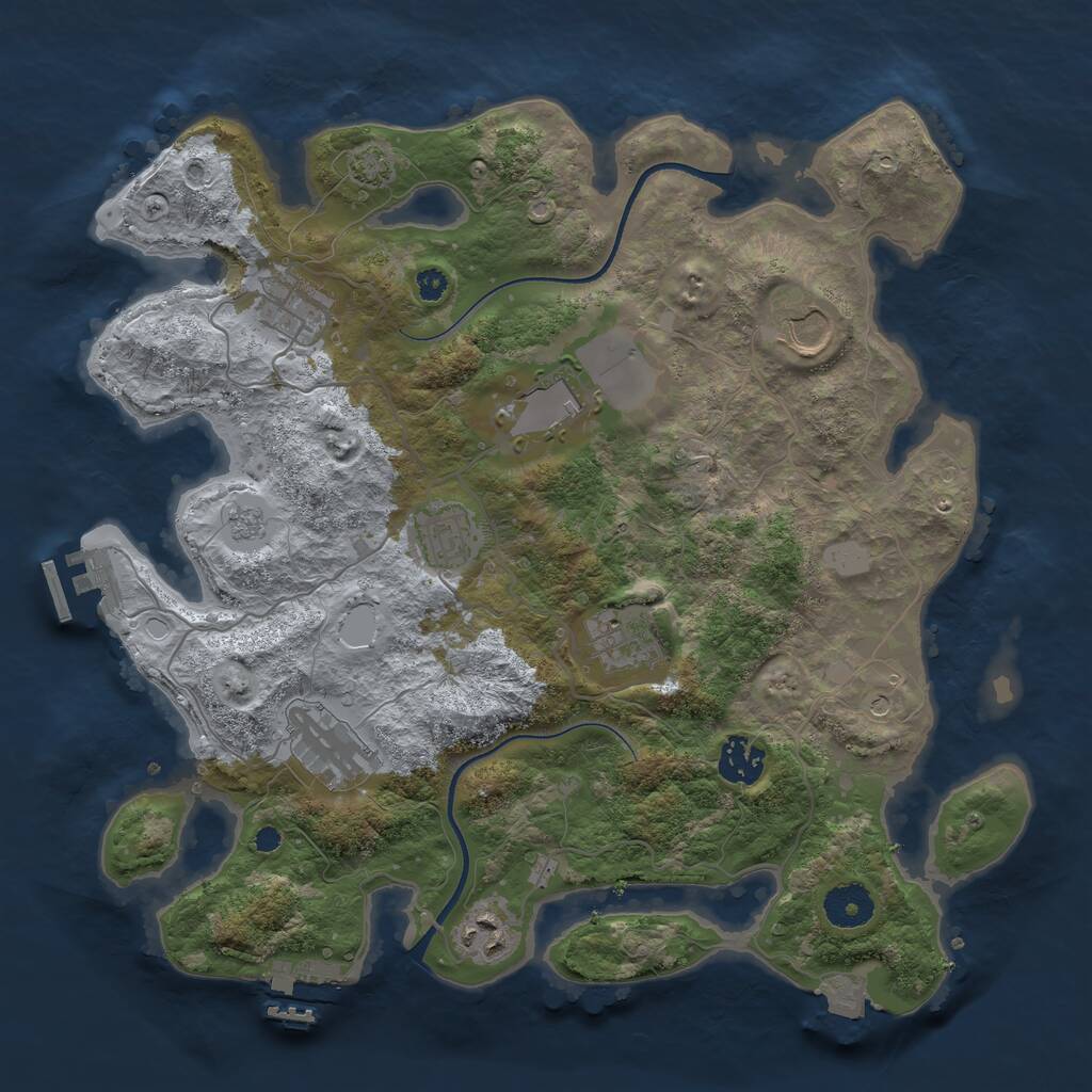 Rust Map: Procedural Map, Size: 3500, Seed: 3868079, 14 Monuments