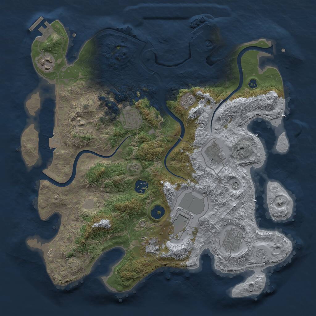 Rust Map: Procedural Map, Size: 3500, Seed: 4928259, 14 Monuments