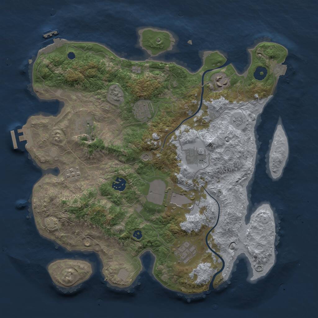 Rust Map: Procedural Map, Size: 3500, Seed: 5948867, 14 Monuments