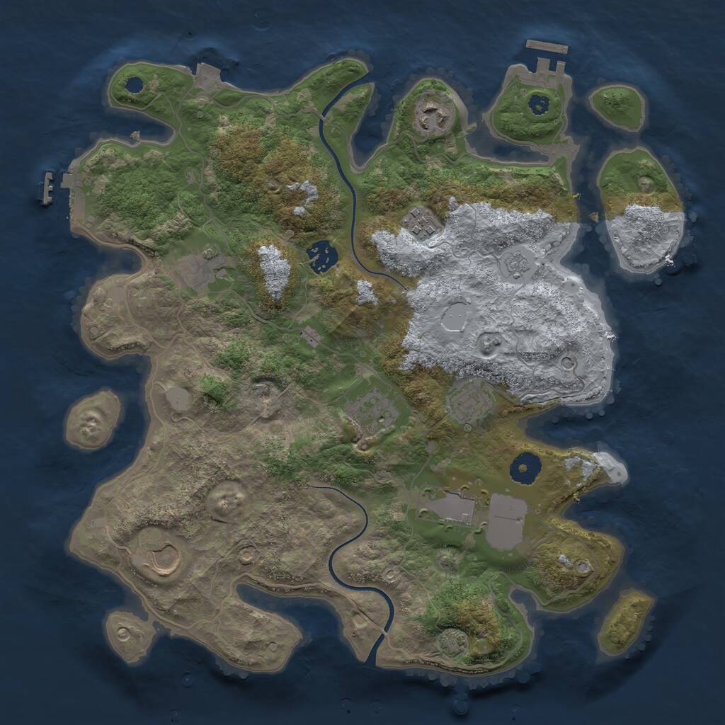 Rust Map: Procedural Map, Size: 3500, Seed: 307605, 14 Monuments