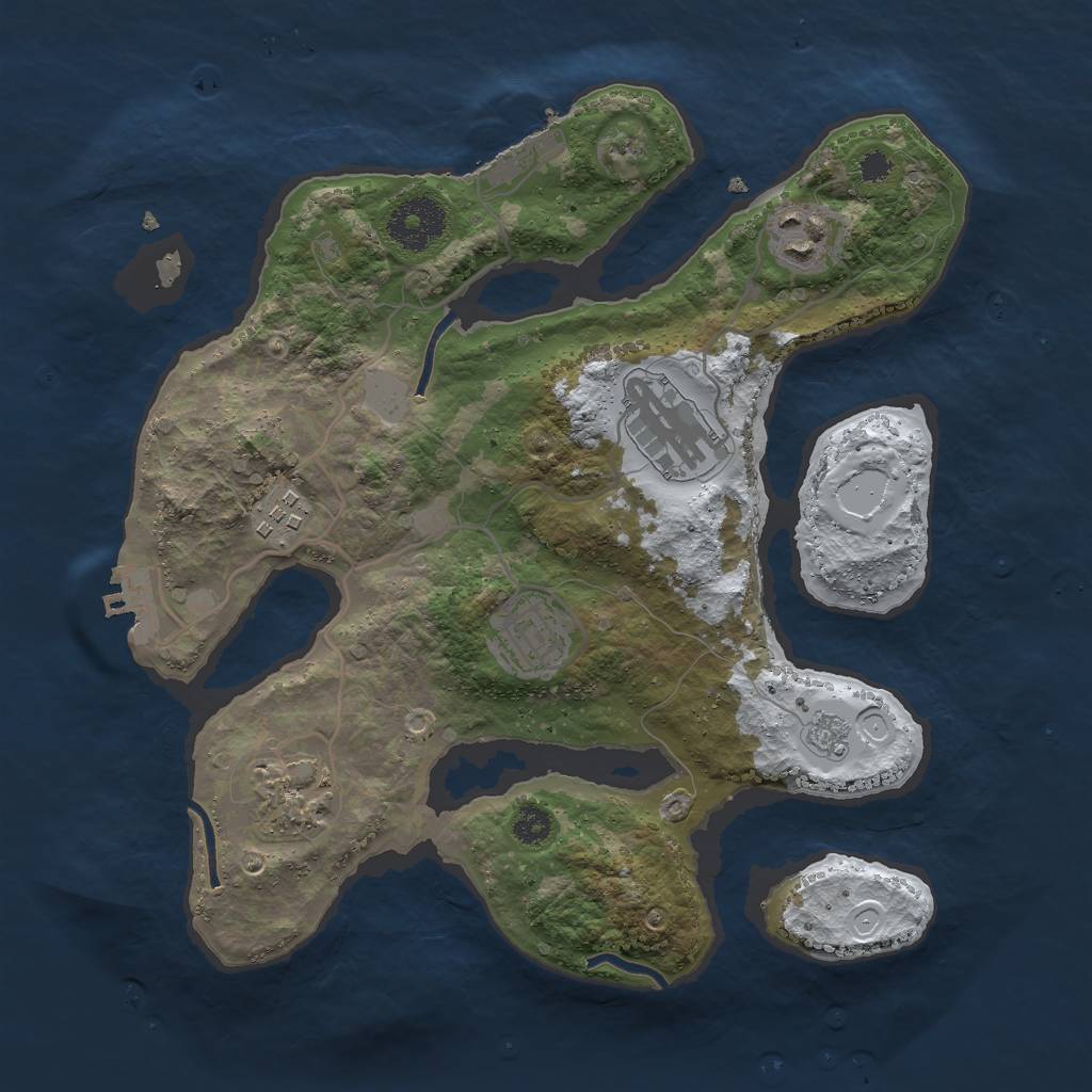 Rust Map: Procedural Map, Size: 3000, Seed: 750761, 13 Monuments