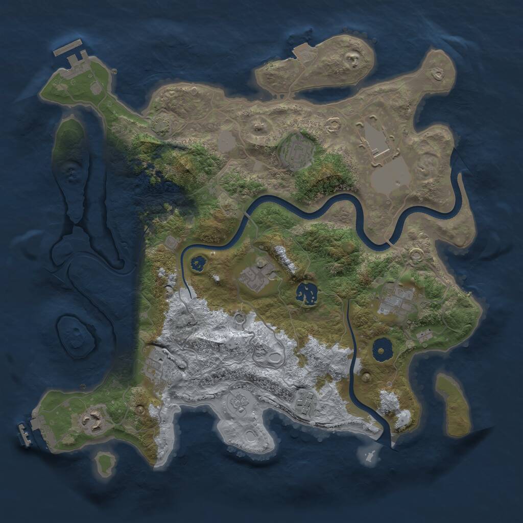 Rust Map: Procedural Map, Size: 3500, Seed: 5704100, 14 Monuments