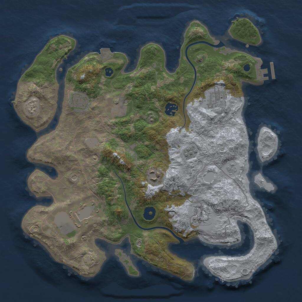 Rust Map: Procedural Map, Size: 3500, Seed: 159533, 13 Monuments