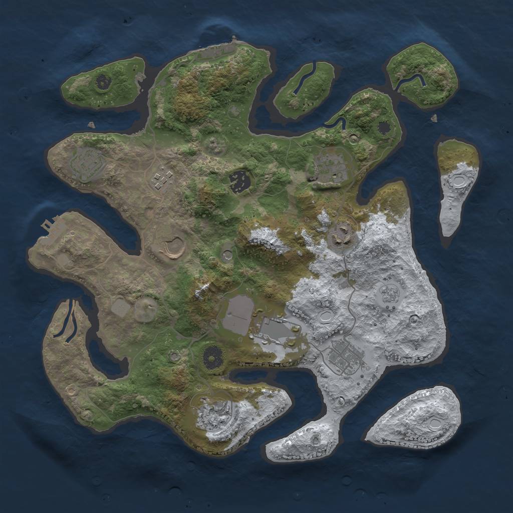 Rust Map: Procedural Map, Size: 3500, Seed: 78453, 18 Monuments
