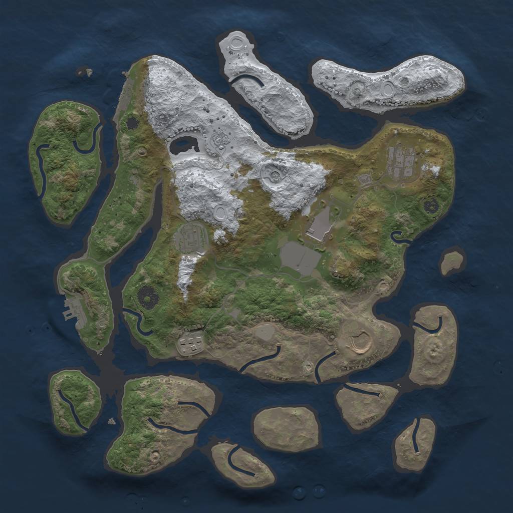 Rust Map: Procedural Map, Size: 3500, Seed: 5667039, 14 Monuments