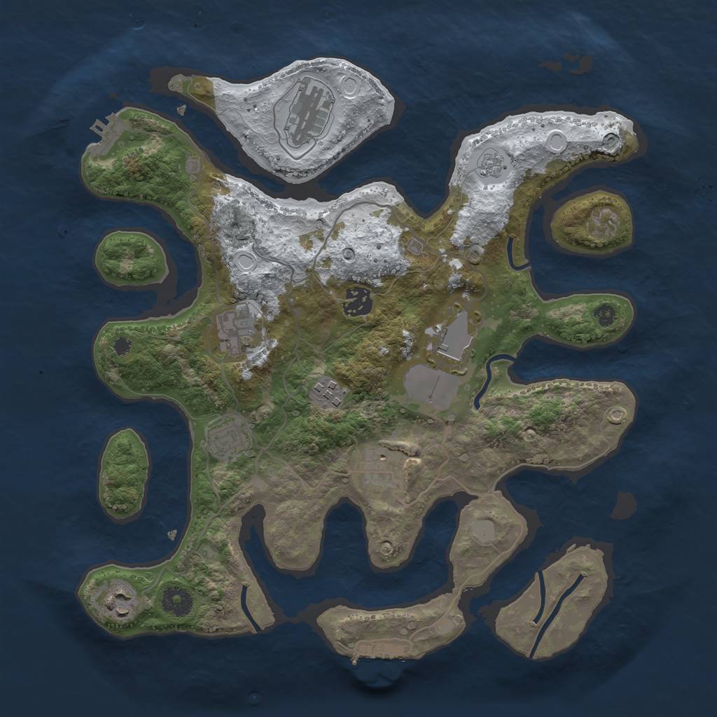 Rust Map: Procedural Map, Size: 3500, Seed: 894576, 16 Monuments