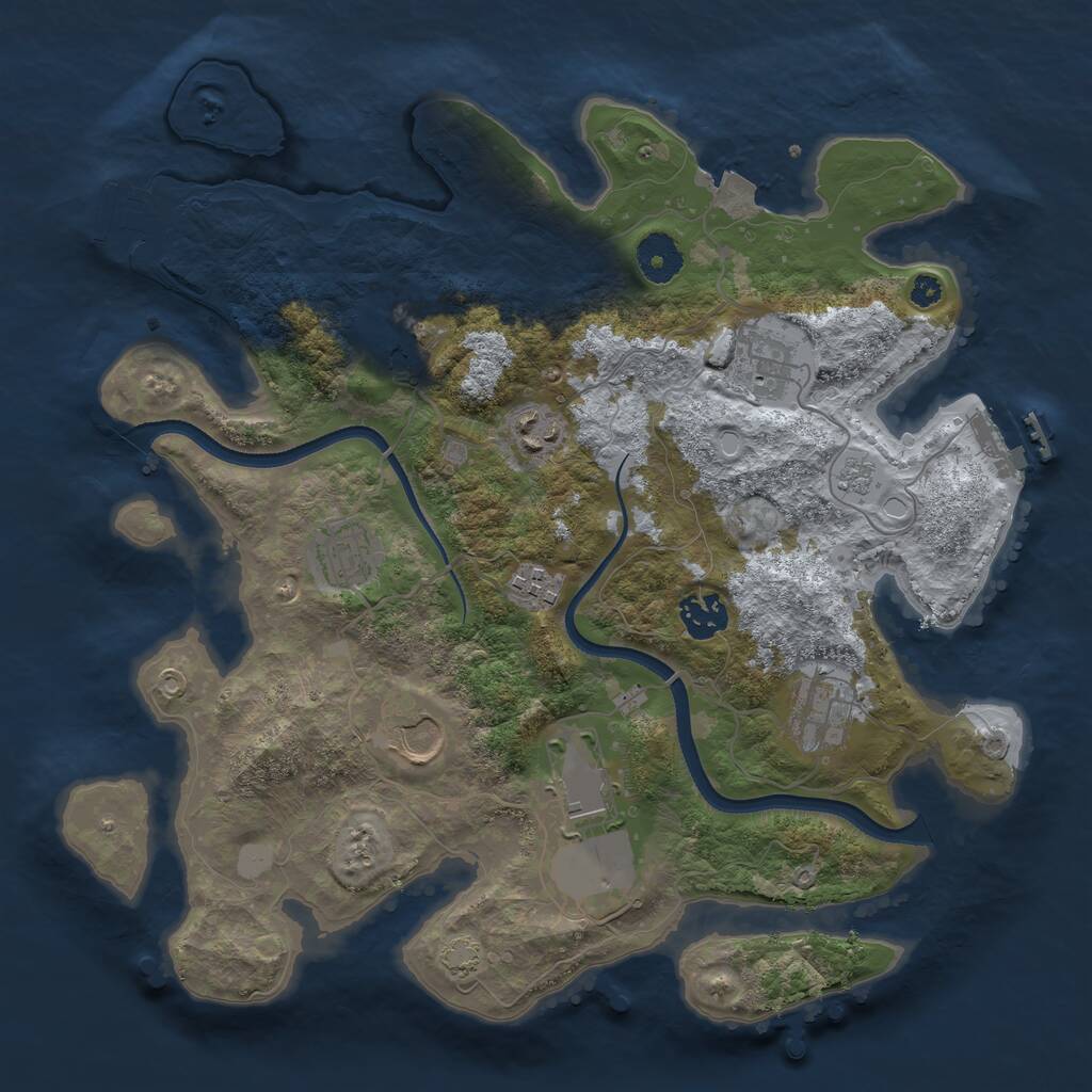 Rust Map: Procedural Map, Size: 3500, Seed: 3414668, 14 Monuments