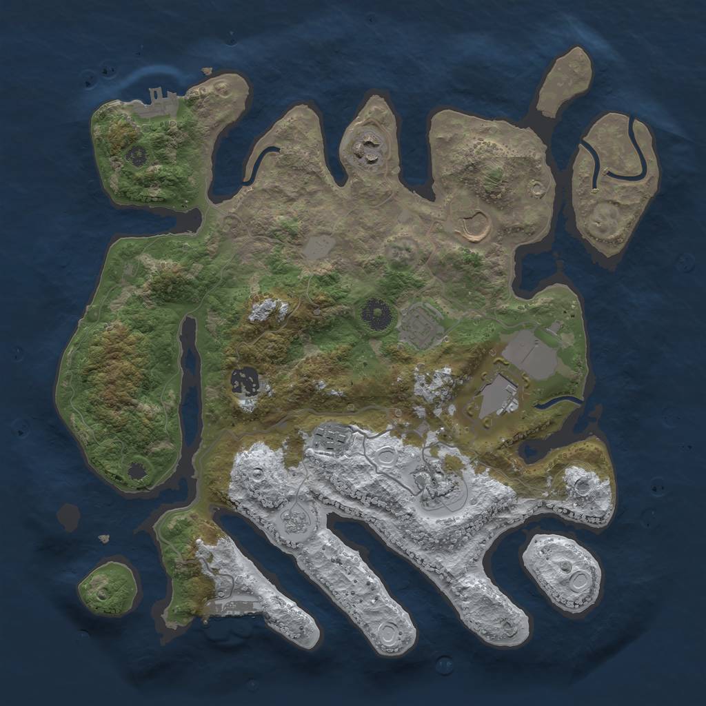 Rust Map: Procedural Map, Size: 3500, Seed: 2427339, 15 Monuments