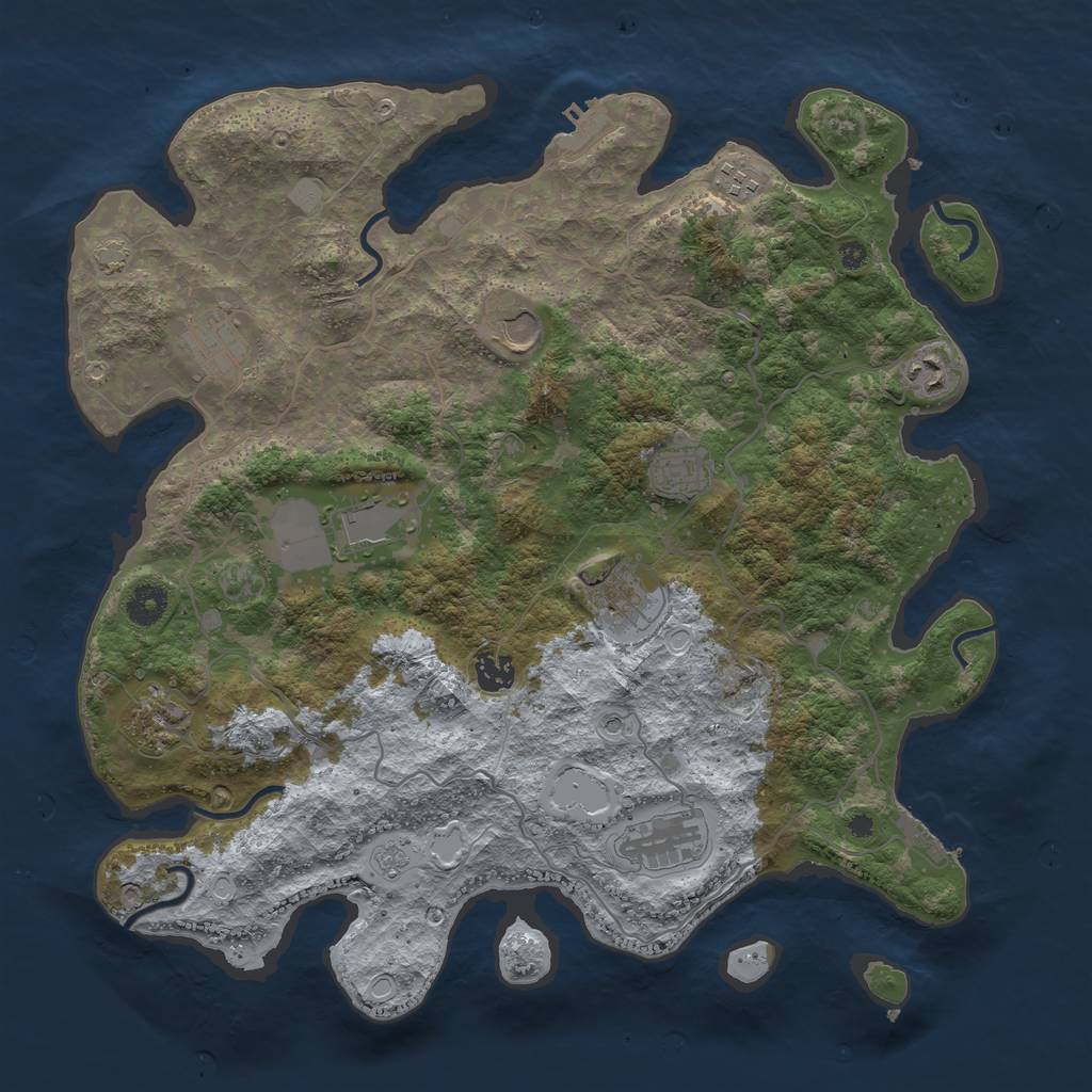 Rust Map: Procedural Map, Size: 4000, Seed: 1268012764, 18 Monuments