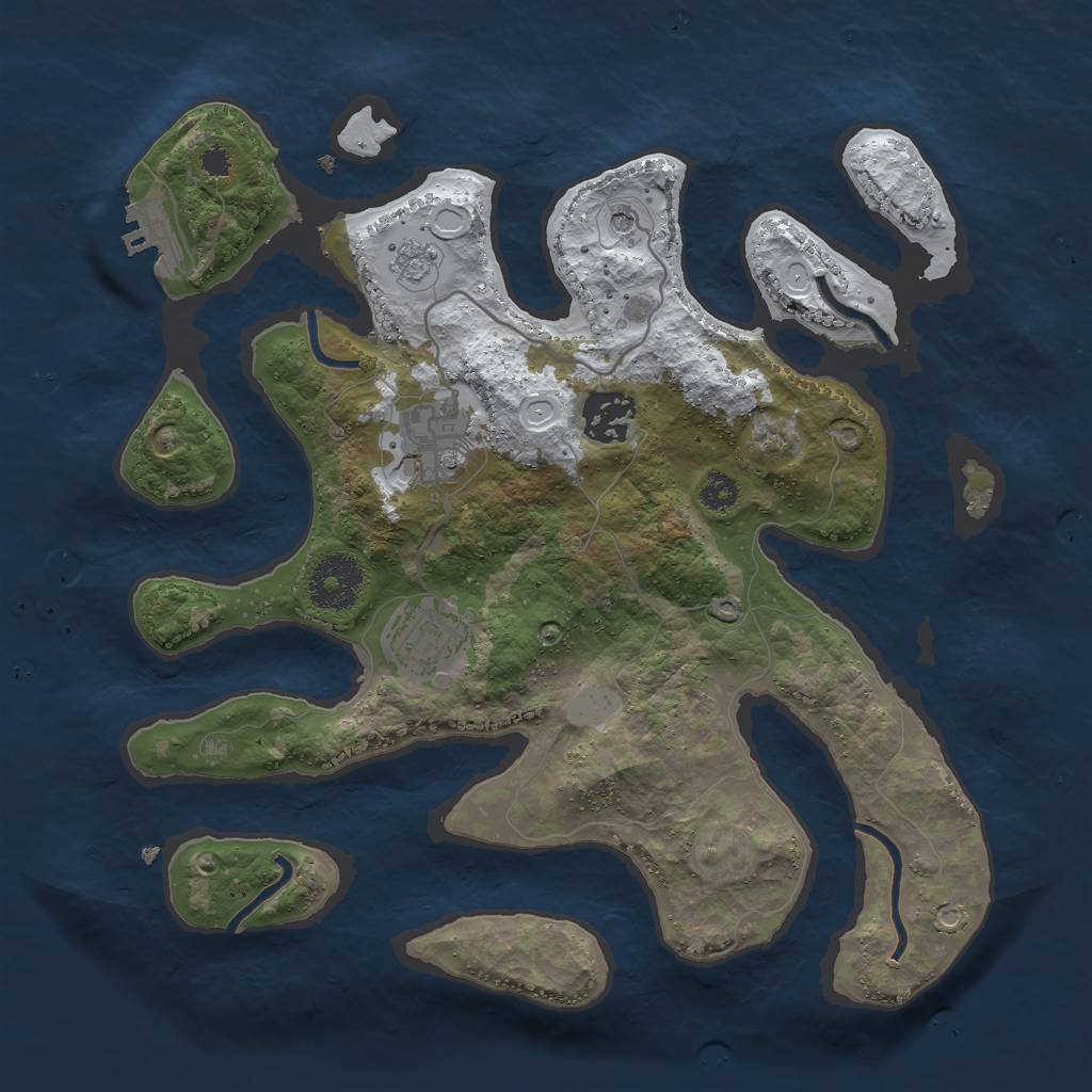 Rust Map: Procedural Map, Size: 3000, Seed: 115474961, 11 Monuments