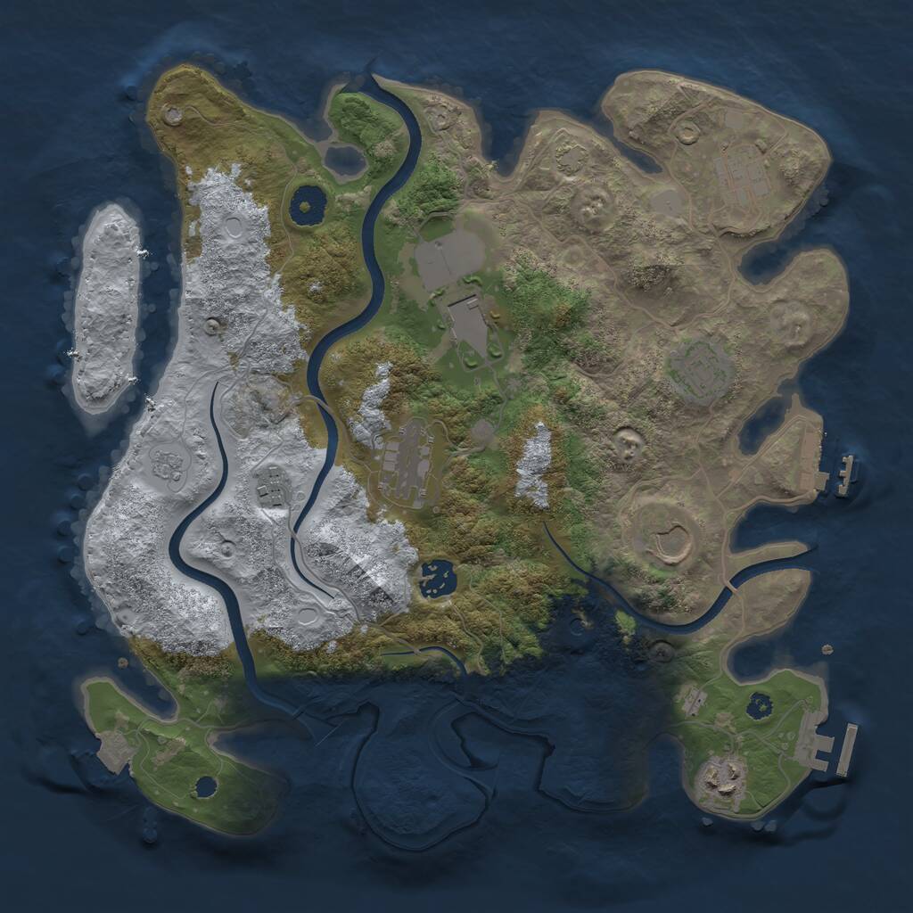 Rust Map: Procedural Map, Size: 3500, Seed: 2645085, 14 Monuments